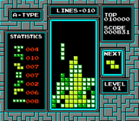 Vallende cadeaus in alle vormen in Tetris.